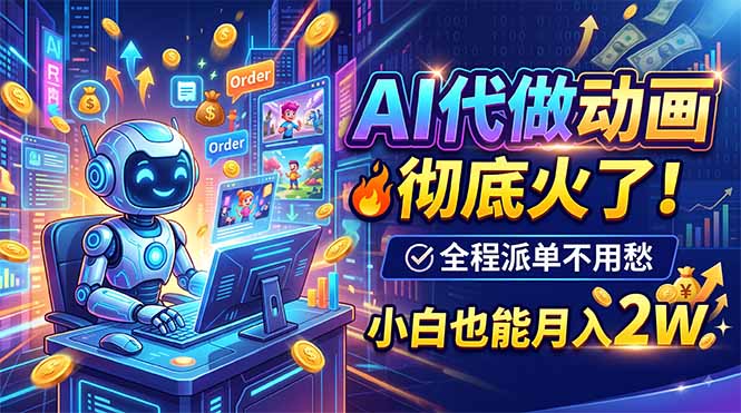 AI代做动画,彻底火了!全程派单不用愁,小白也能月入2W-优优云网创