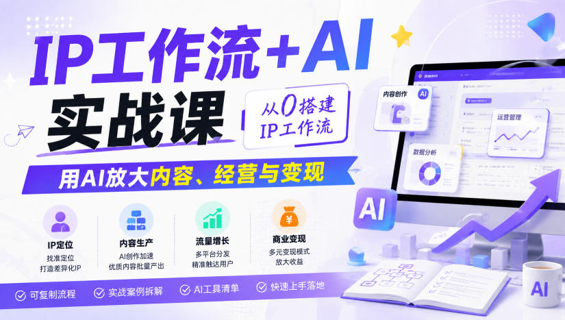 IP工作流+AI实战课,从0搭建IP工作流,用AI放大内容、经营与变现-优优云网创