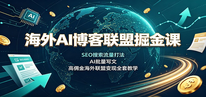海外AI博客联盟掘金课:SEO搜索流量打法,AI批量写文,高佣金海外联盟变现全套教学-优优云网创