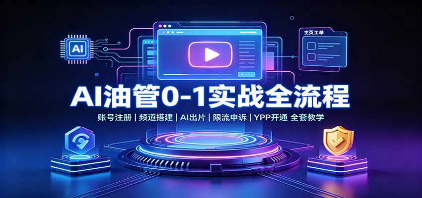 AI油管0-1实战:账号注册频道搭建,AI出片,限流申诉,YPP开通全套教学-优优云网创