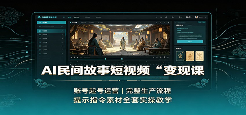 AI民间故事短视频变现课:账号起号运营,完整生产流程,提示指令素材全套实操教学-优优云网创