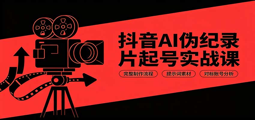 抖音AI伪纪录片起号实战课：完整制作流程，提示词素材，对标账号分析-优优云网创