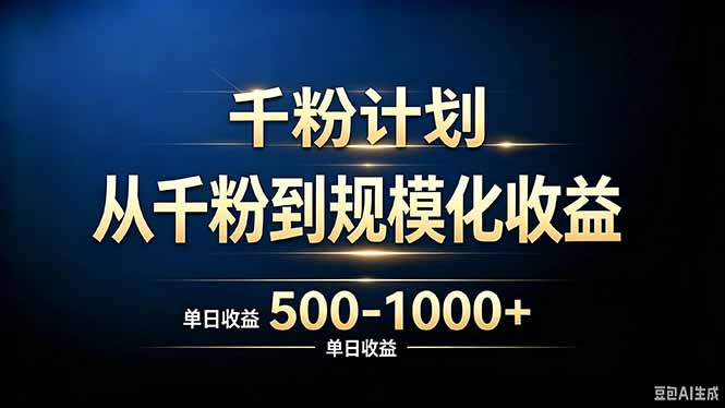 抖音千粉账号计划,从千粉到规模化收益 500-1000+单日收益-优优云网创