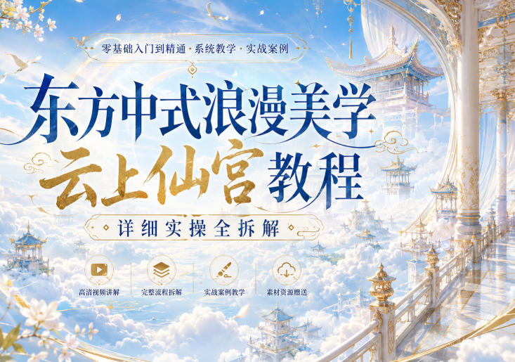 东方中式浪漫美学云上仙宫教程,详细实操全拆解-优优云网创