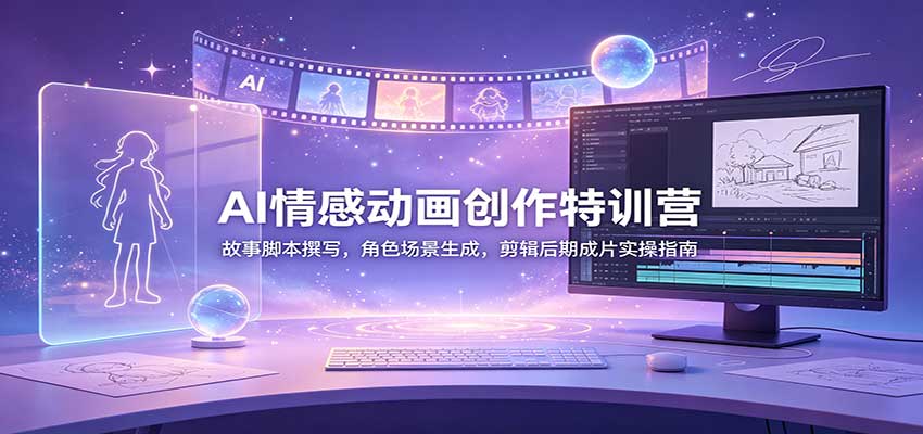 AI情感动画创作特训营:故事脚本撰写,角色场景生成,剪辑后期成片实操指南-优优云网创