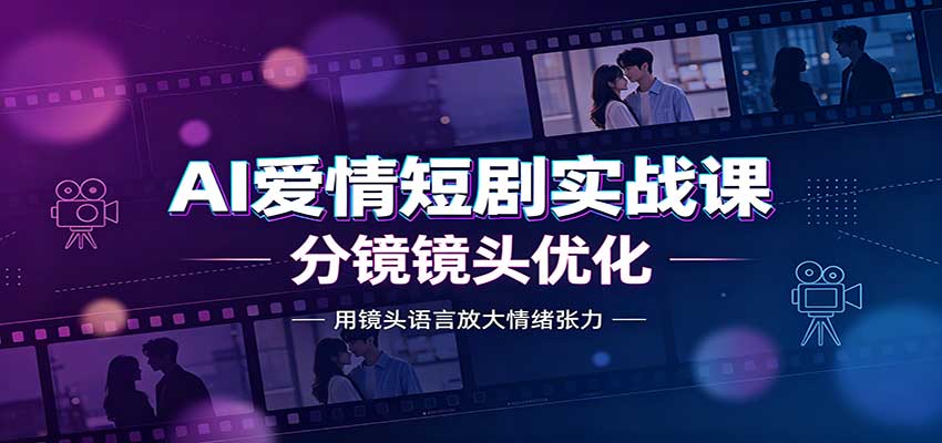 AI爱情短剧实战课：故事剧本创作，分镜镜头优化，智能体提示词-优优云网创