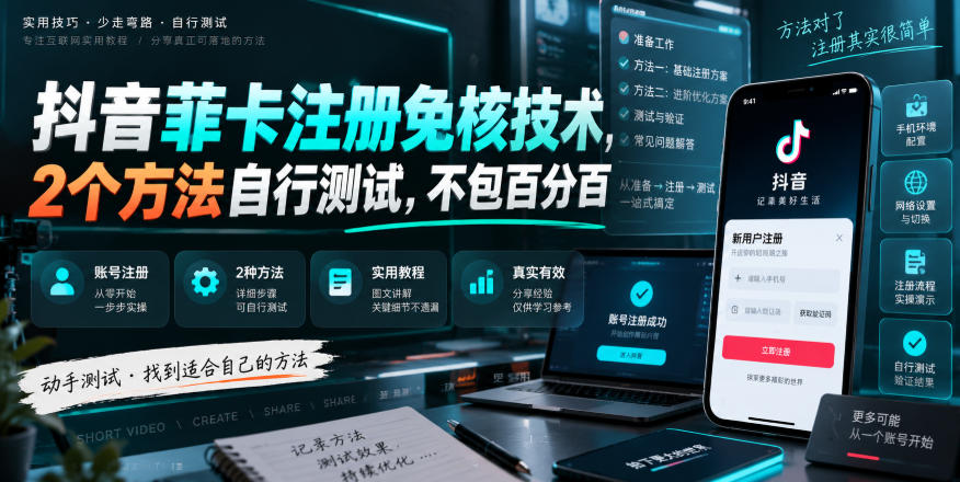 抖音菲卡注册免核技术,2个方法自行测试,不包百分百-优优云网创