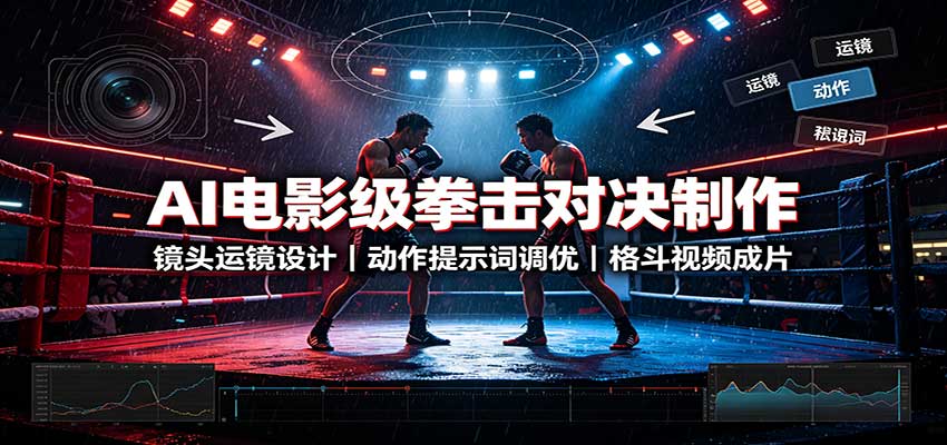 AI电影级拳击对决制作:镜头运镜设计,动作提示词调优,格斗视频成片-优优云网创
