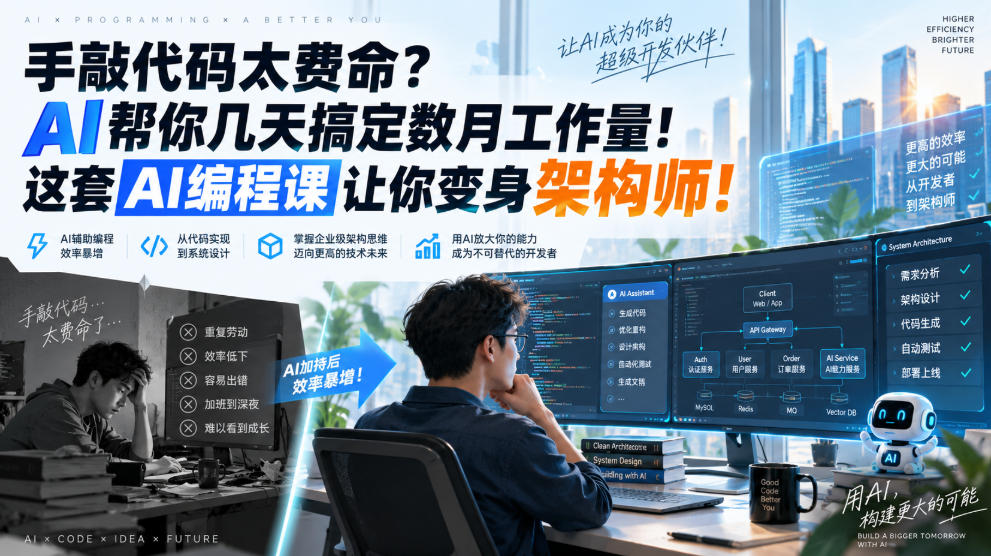 手敲代码太费命?AI帮你几天搞定数月工作量!这套AI编程课让你变身架构师!【原创双语字幕】-优优云网创