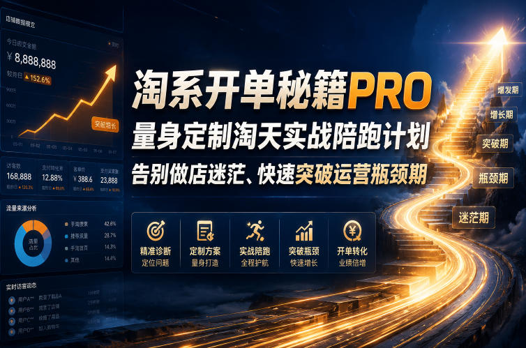 淘系开单秘籍PRO,量身定制淘天实战陪跑计划,告别做店迷茫、快速突破运营瓶颈期(更新260906)-优优云网创