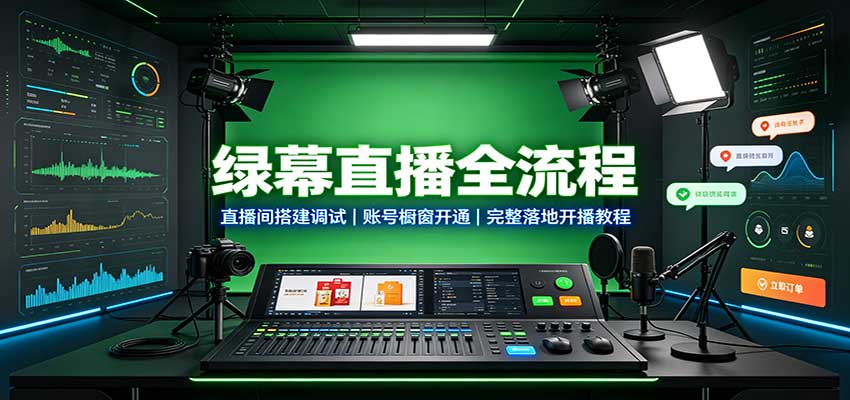 绿幕直播全流程:直播间搭建调试,账号橱窗开通,完整落地开播教程-优优云网创