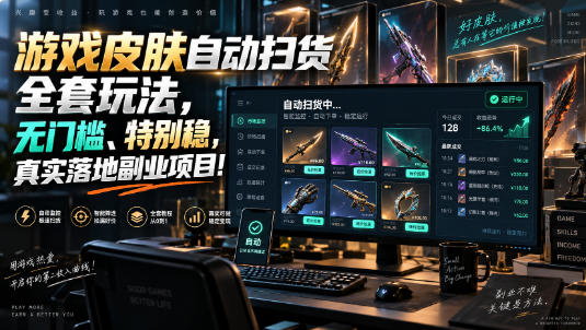 游戏皮肤自动扫货全套玩法,无门槛、特别稳,真实落地副业项目!【揭秘】-优优云网创