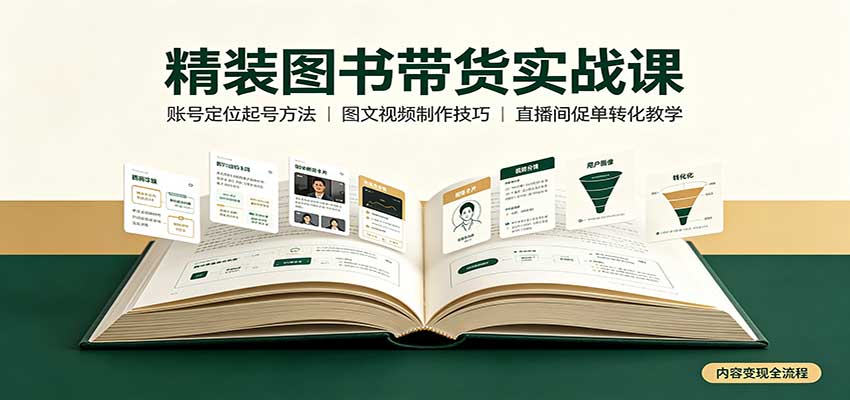 精装图书带货实战课：账号定位起号方法，图文视频制作，促单转化教学-优优云网创