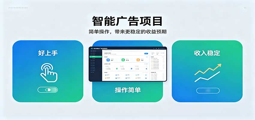 智能广告挂机项目，操作简单上手快，收益稳定可持续。稳定日入300+-优优云网创