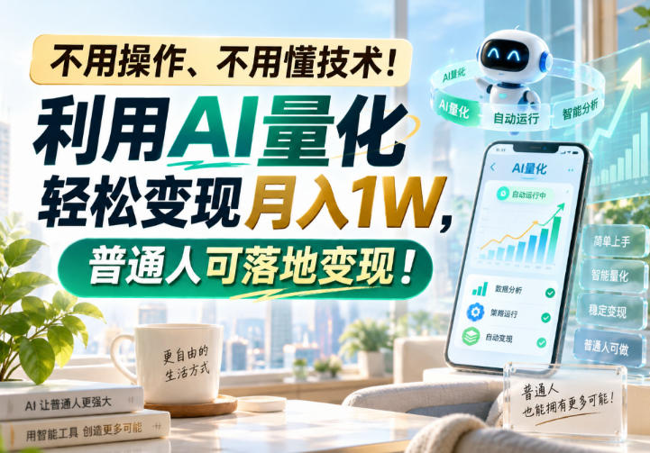 不用操作、不用懂技术！利用AI量化轻松变现月入1W，普通人可落地变现！【揭秘】-优优云网创