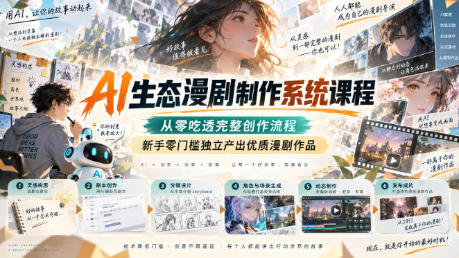 AI生态漫剧制作系统课程,从零吃透完整创作流程,新手零门槛独立产出优质漫剧作品-优优云网创