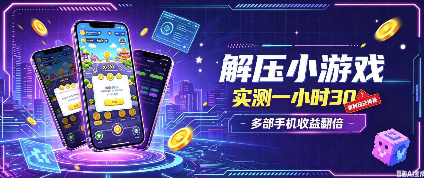 小游戏全流程玩法,实测一小时搞30,简单无脑解压,当天做当天就能看到进账,直接冲就行【揭秘】-优优云网创
