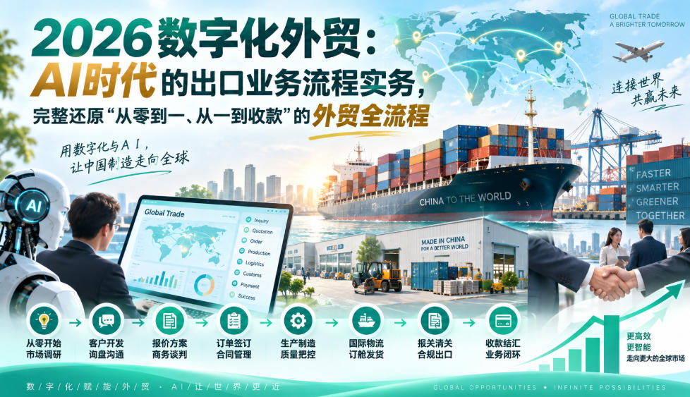 2026数字化外贸：AI时代的出口业务流程实务，完整还原”从零到一、从一到收款”的外贸全流程-优优云网创