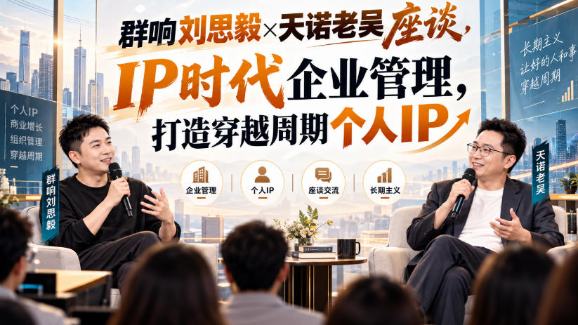 群响刘思毅×天诺老吴座谈,IP时代企业管理,打造穿越周期个人IP-优优云网创