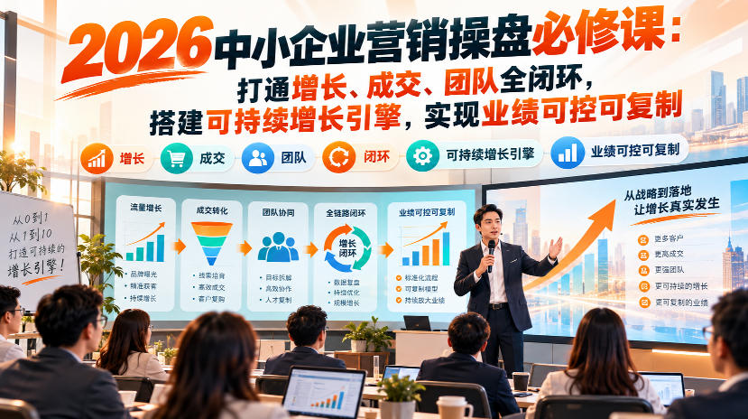 2026中小企业营销操盘必修课:打通增长、成交、团队全闭环,搭建可持续增长引擎,实现业绩可控可复制-优优云网创