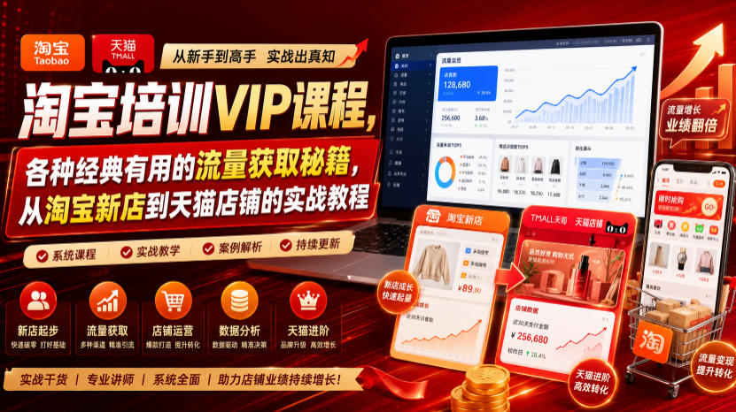 淘宝培训VIP课程,各种经典有用的流量获取秘籍,从淘宝新店到天猫店铺的实战教程(更新10月04日)-优优云网创