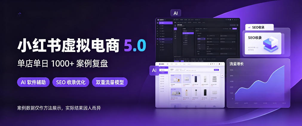 小红书虚拟电商5.0,单店单日1000+,AI软件+SEO收录,双重流量稳定出单【揭秘】-优优云网创