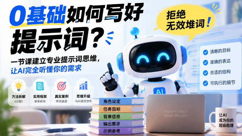 0基础如何写好提示词,拒绝无效堆词!一节课建立专业提示词思维,让AI完全听懂你的需求-优优云网创