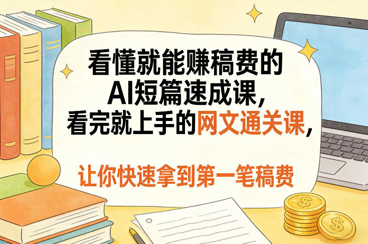 看懂就能賺稿费的AI短篇速成课,看完就上手的网文通关课,让你快速拿到第一笔稿费(更新1008)-优优云网创
