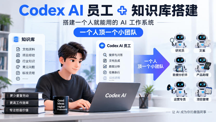 Codex AI员工+知识库搭建,搭建一个人就能用的AI工作系统,一个人顶一个小团队-优优云网创