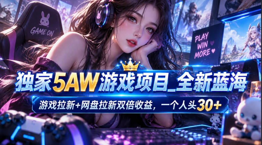 独家5AW游戏蓝海项目_游戏拉新+网盘拉新双倍收益,拉新一个30米-优优云网创