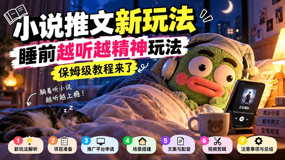 小说推文新玩法,睡前越听越精神玩法,保姆级教程来了-优优云网创