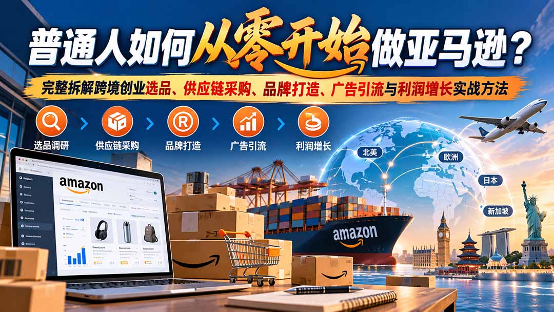 普通人如何从零开始做亚马逊?完整拆解跨境创业选品、供应链采购、品牌打造、广告引流与利润增长实战方法-优优云网创